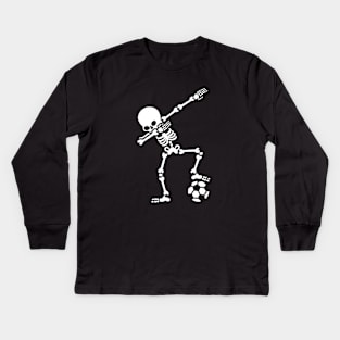 Dab dabbing skeleton football (soccer) Kids Long Sleeve T-Shirt